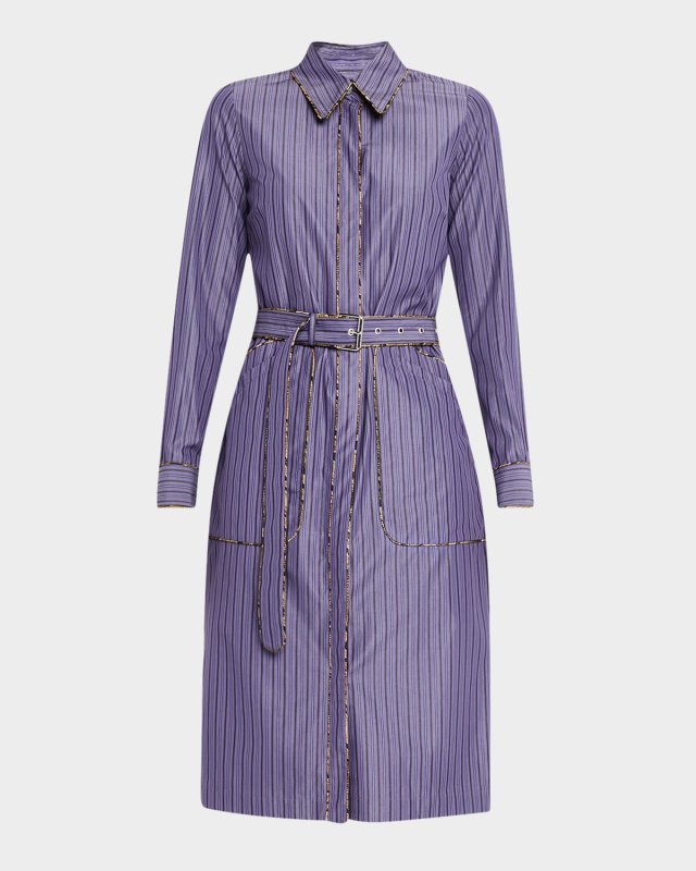 Dafari Striped Belted Midi Shirtdress